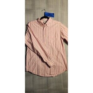Old Navy Shirt Men's Size Small Pink/Gray Striped Long Sleeve Pocket